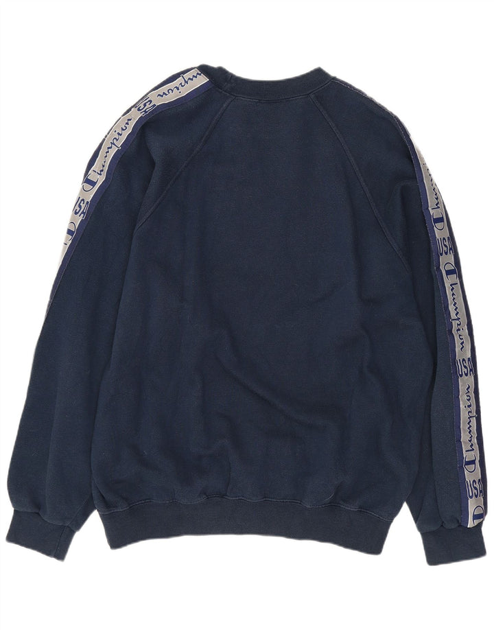 CHAMPION Felpa con grafica da uomo Maglione medio in cotone blu navy