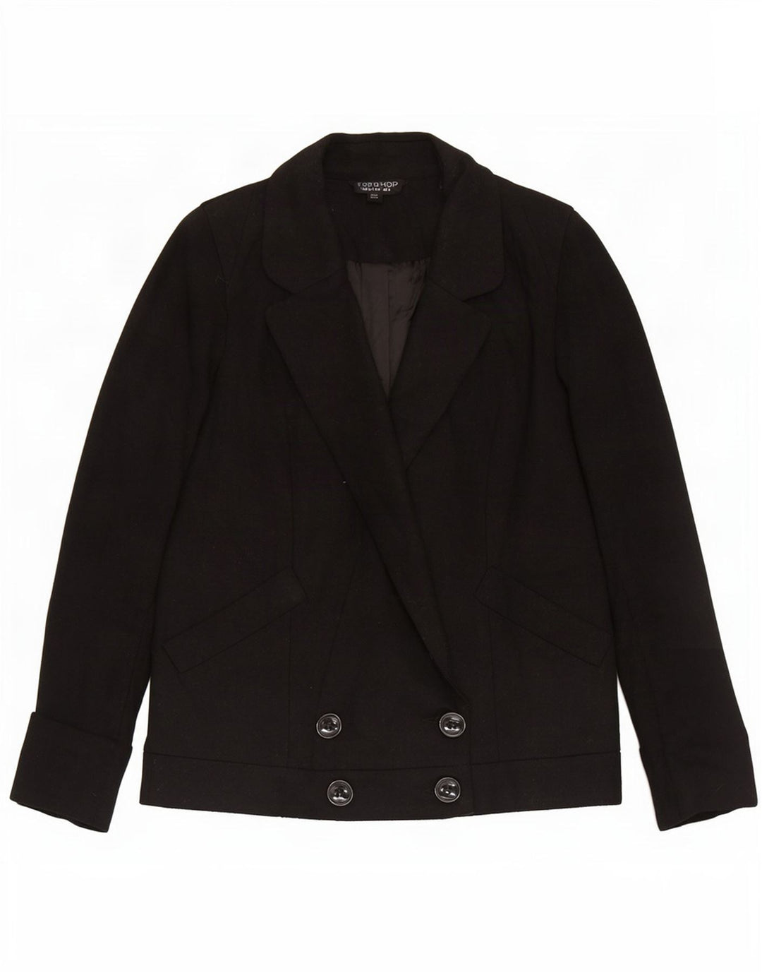 Topshop Chaqueta tipo blazer con doble botonadura para mujer UK 8 Small Lana negra