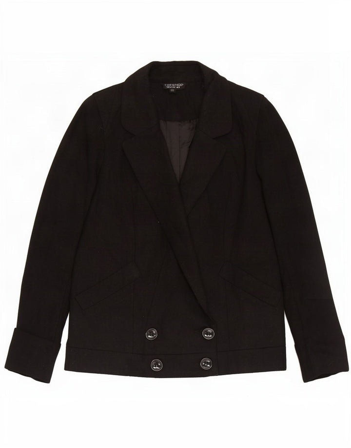Topshop Chaqueta tipo blazer con doble botonadura para mujer UK 8 Small Lana negra