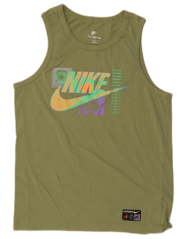Nike Mens Graphic T-Shirt Top Medium Green Cotton