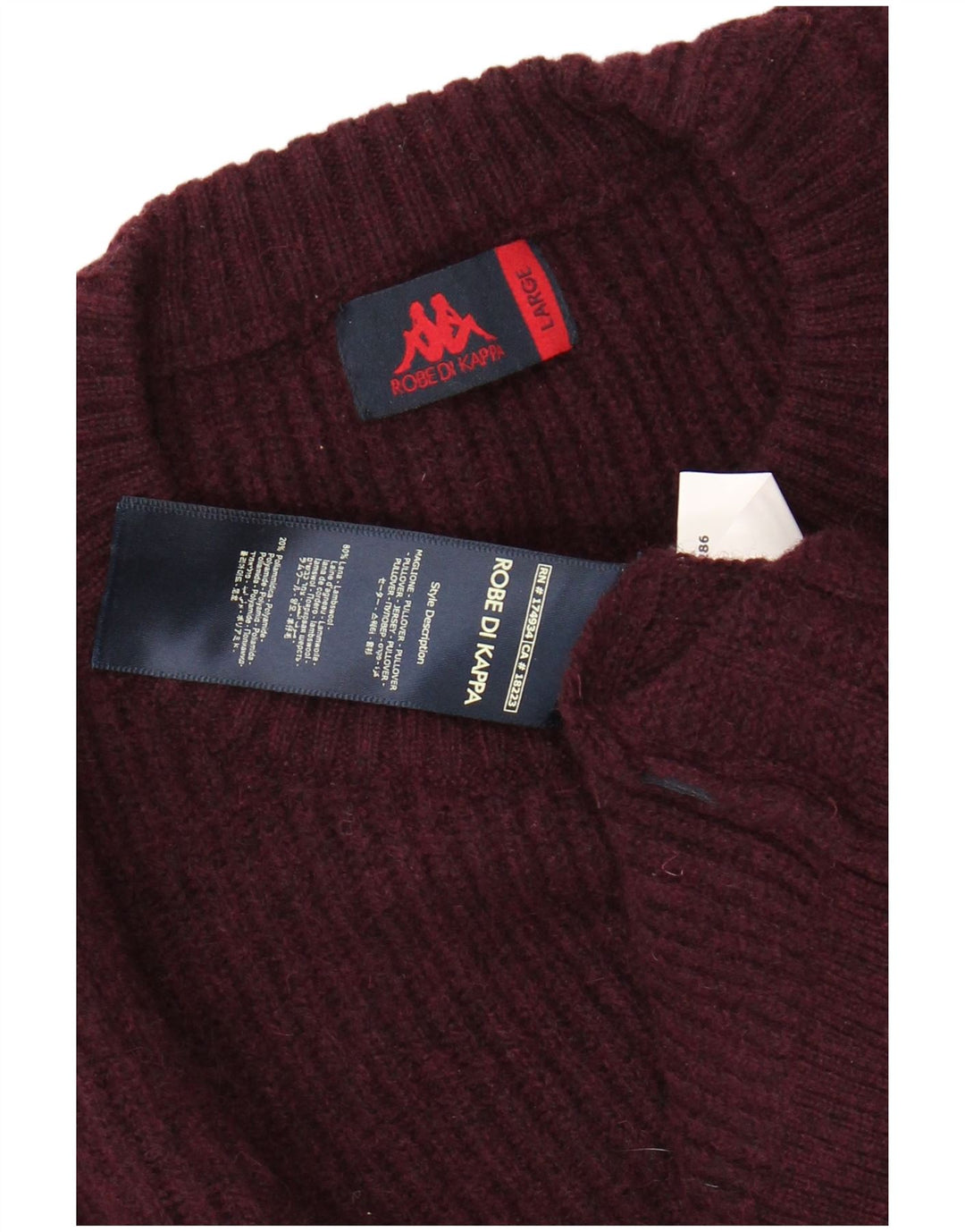 KAPPA Womens Oversized Crew Neck Jumper Sweater UK 16 Large Maroon Wool