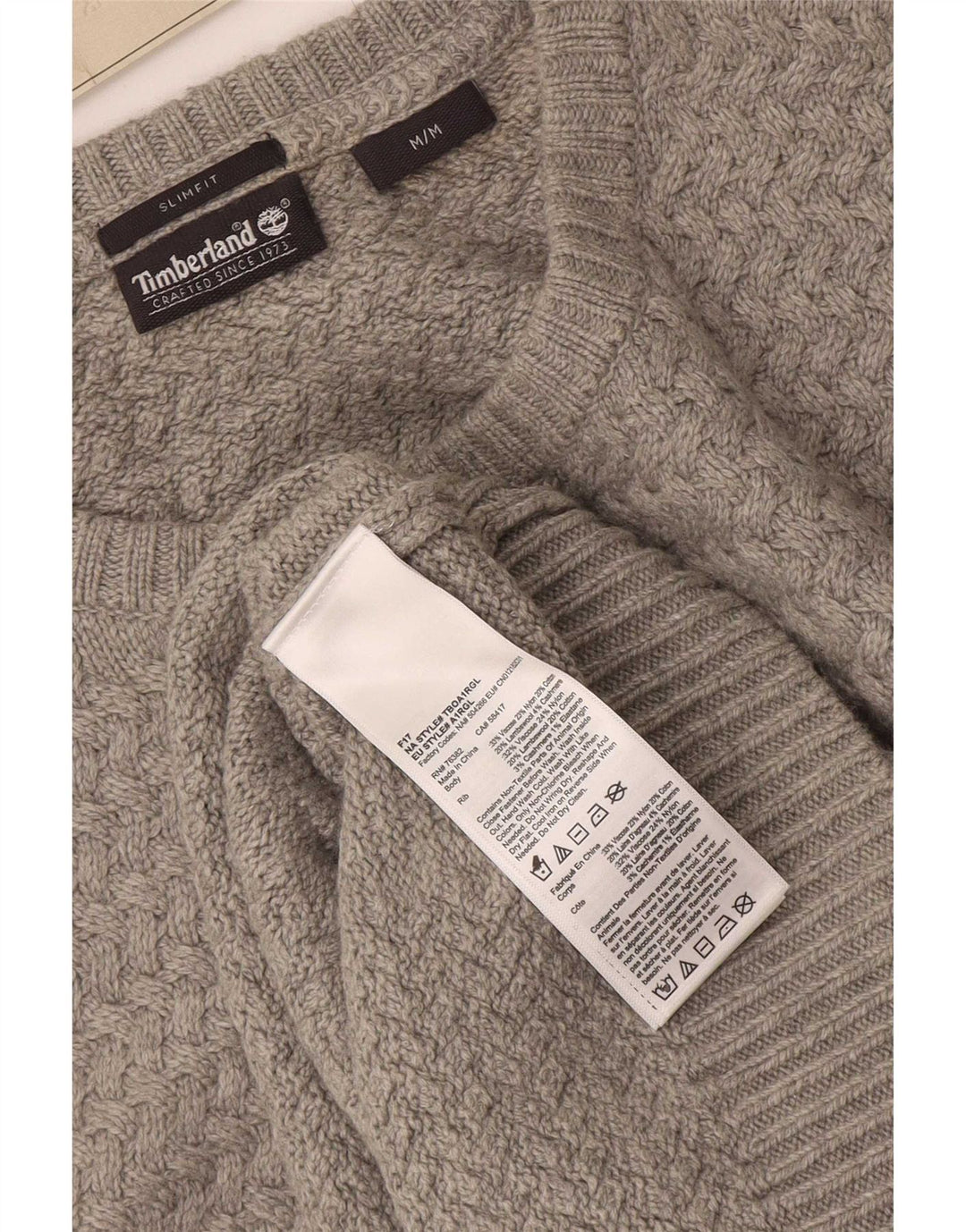 Timberland Mens Slim Fit Boat Neck Jumper Sweater Medium Grey Viscose