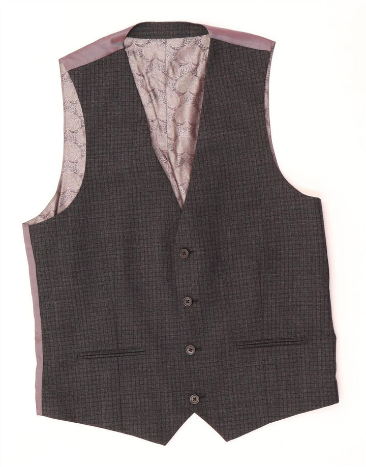 Gilet da uomo Ted Baker US 40 Large Grey Check Wool