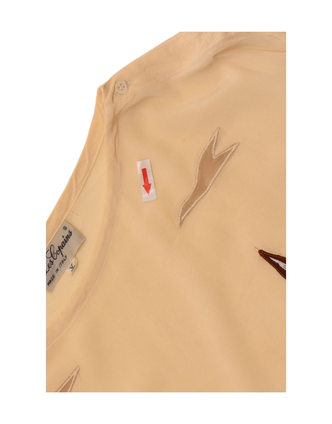 Les Copains Womens See Through Blouse Top UK 16 Large Beige Striped Silk
