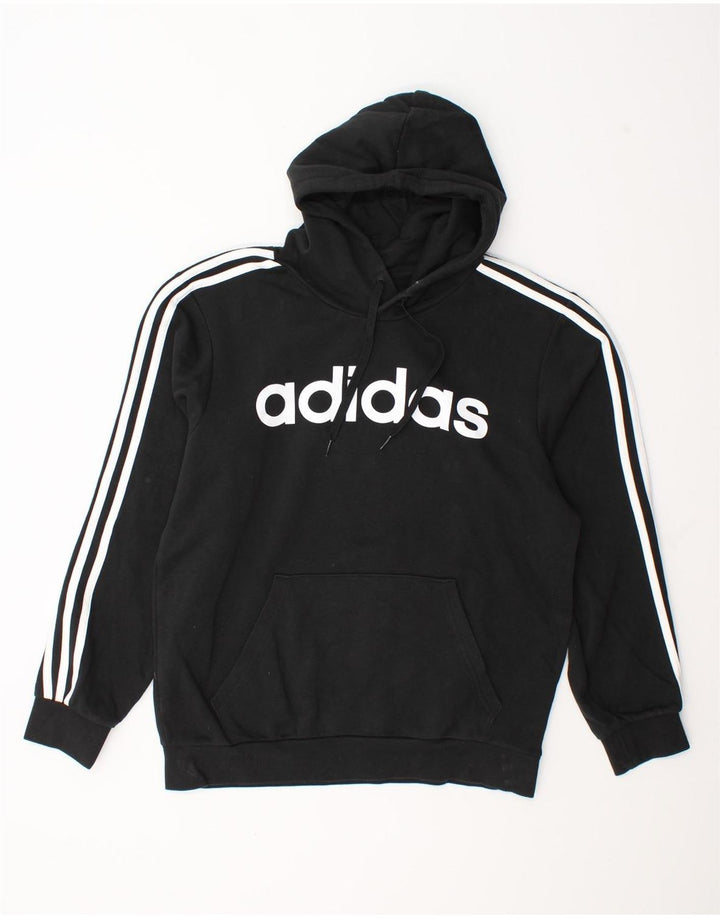 Adidas Mens Graphic Hoodie Jumper Medium Black Cotton