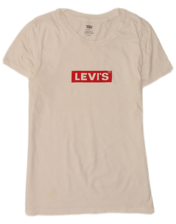 T-shirt grafica da donna Levi's Top UK 8 Small in cotone bianco