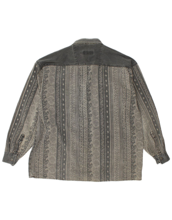 Vintage Mens Shirt Large Grey Striped