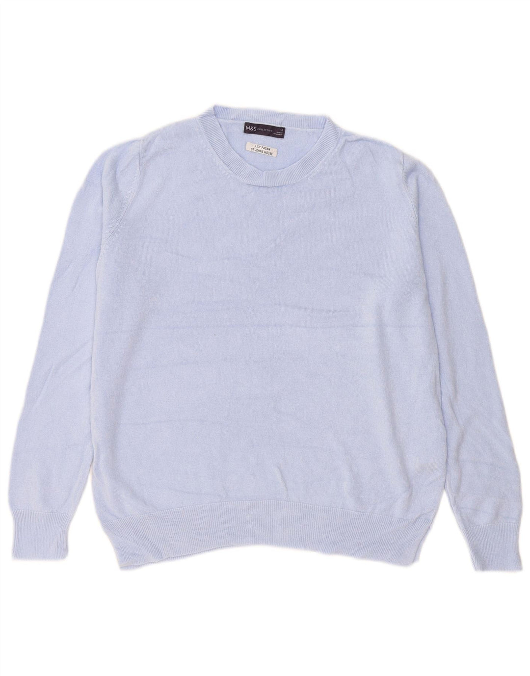 Marks & Spencer Womens Oversized Crew Neck Jumper Sweater UK 16 Large Blue
