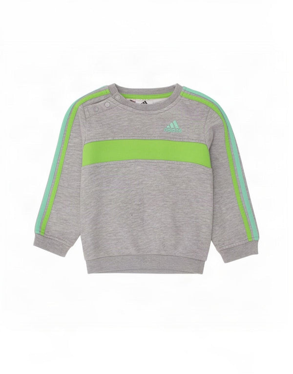 Suéter Adidas Bebê Menino 12-18 Meses Cinza Colorblock Algodão