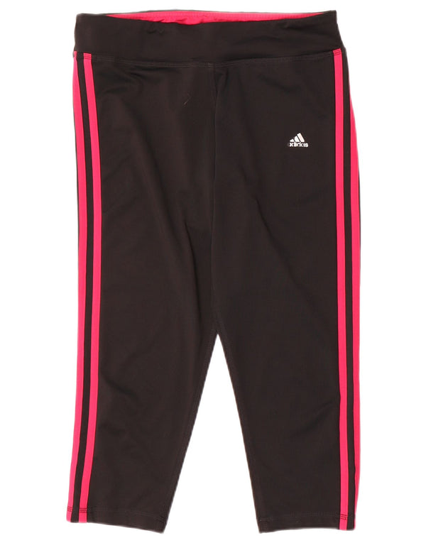 Adidas Dame Climalite Capri Leggings UK 12/14 Medium Black Polyester