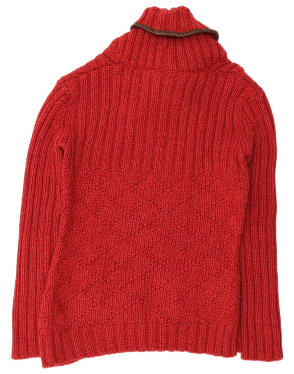 Napapijri Womens Shawl Neck Jumper Sweater UK 18 XL Red Acrylic