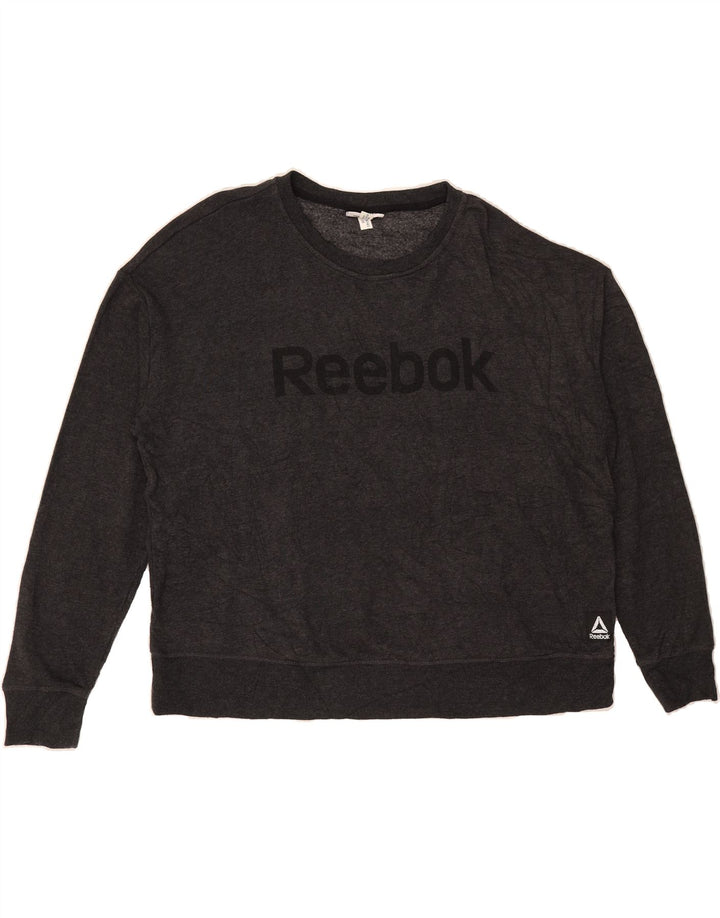 REEBOK Womens Graphic Sweatshirt Jumper UK 22 3XL Grey Vintage Reebok and Second-Hand Reebok from Messina Hembry 