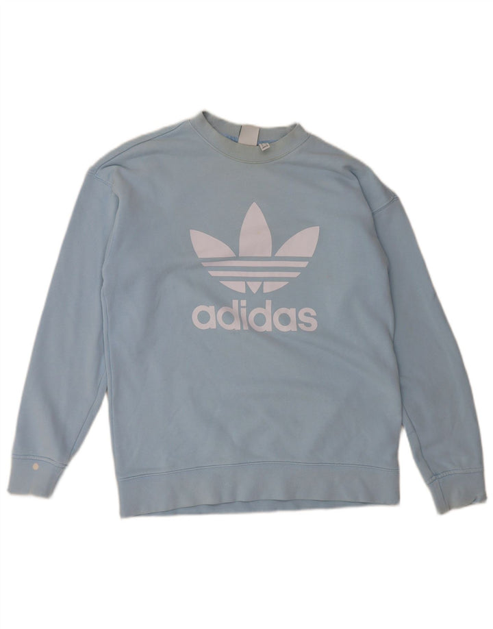 Adidas Womens Graphic Oversized Sweatshirt Jumper UK 8 Small Blue Cotton
