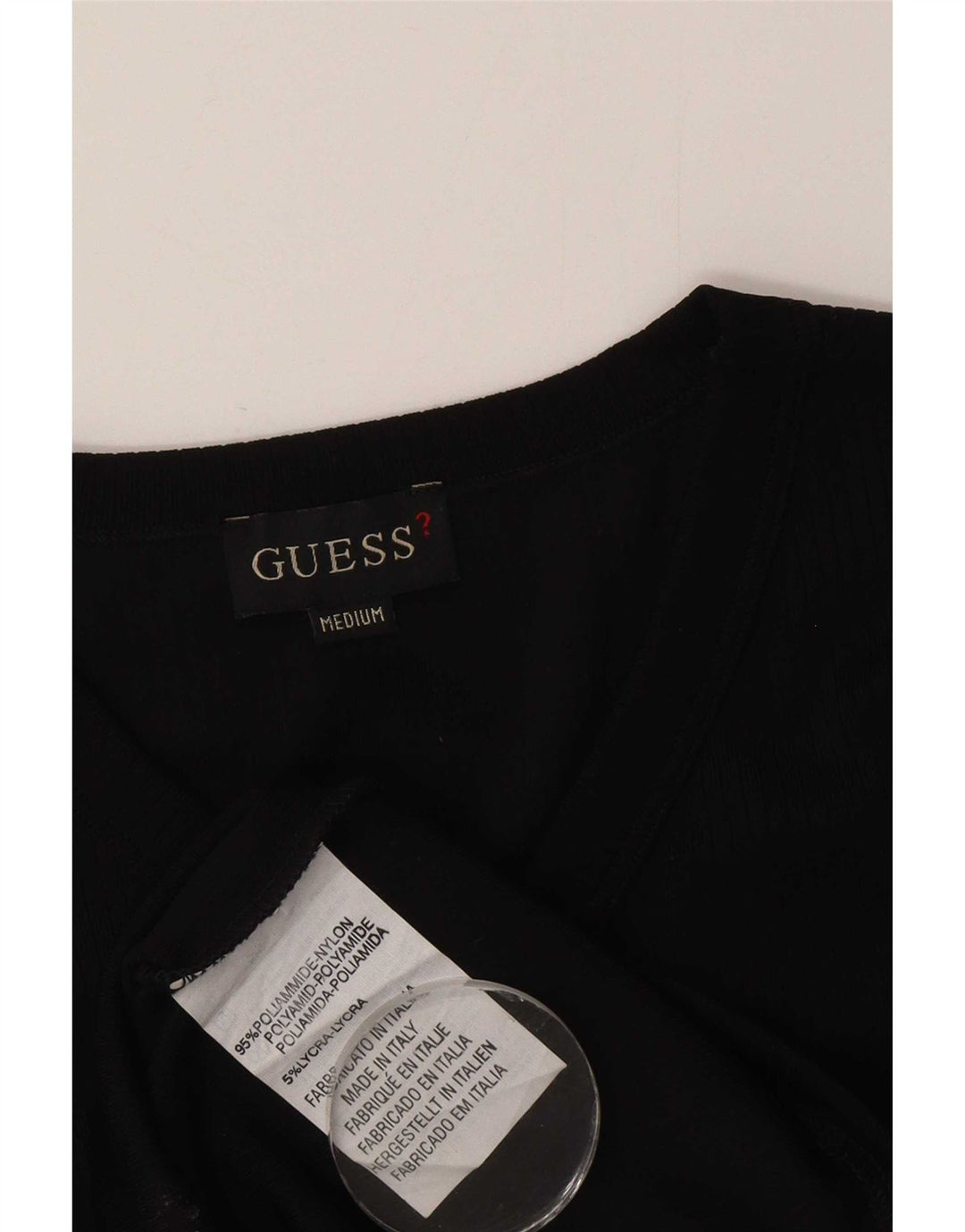 Guess Mens T-Shirt Top Medium Black Nylon