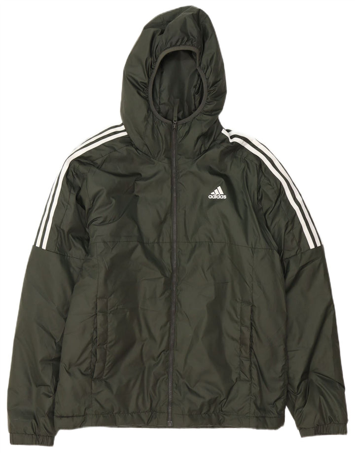 Giacca imbottita con cappuccio da uomo Adidas UK 38 poliestere verde medio
