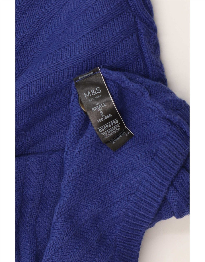 Marks & Spencer Womens Roll Neck Jumper Sweater UK 10 Small Blue Acrylic