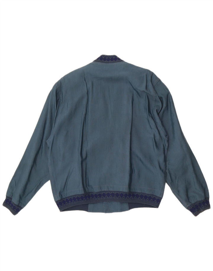 Bignami Mens Bomber Jacket IT 48 Medium Blue Linen