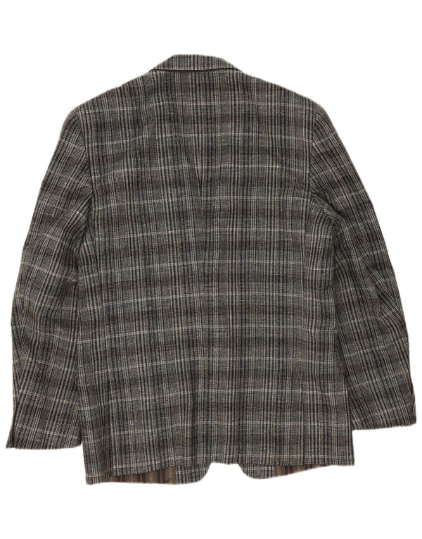 Jaqueta blazer masculina vintage com 2 botões UK 38 xadrez cinza médio