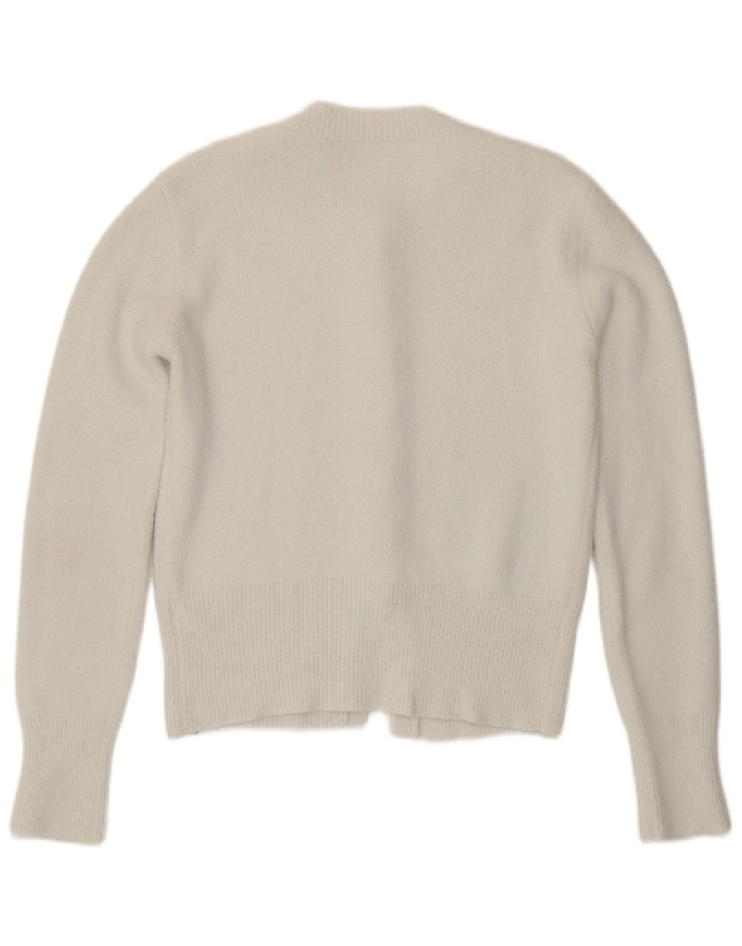 Zara Damen Strickjacke UK 12 Mittelweißes Polyamid