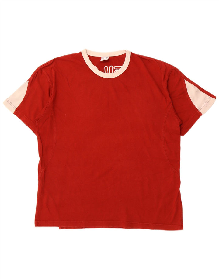 FILA Mens Graphic T-Shirt Top Medium Red Colourblock