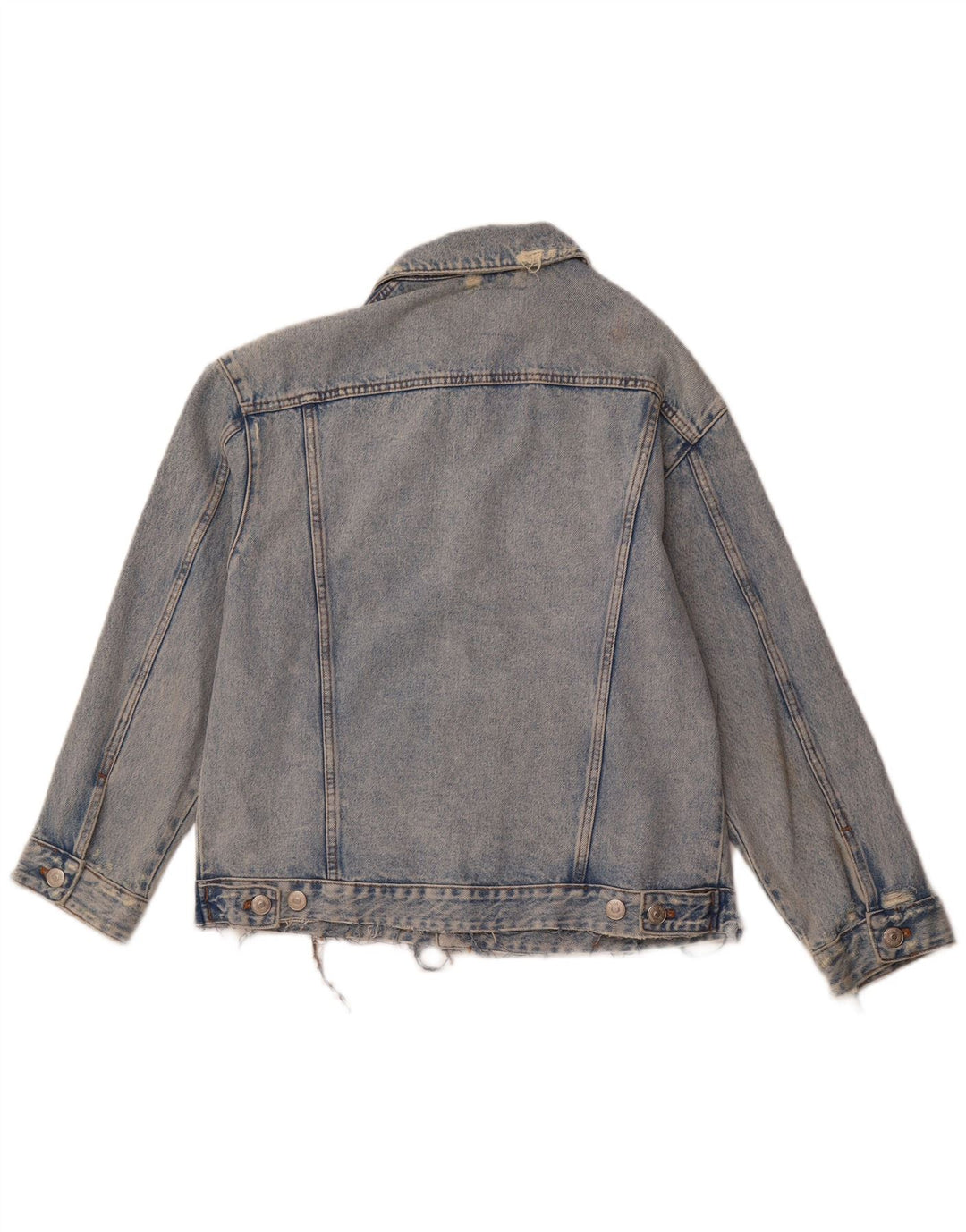 ZARA Distressed denimjakke til mænd UK 38 Medium Blue Cotton