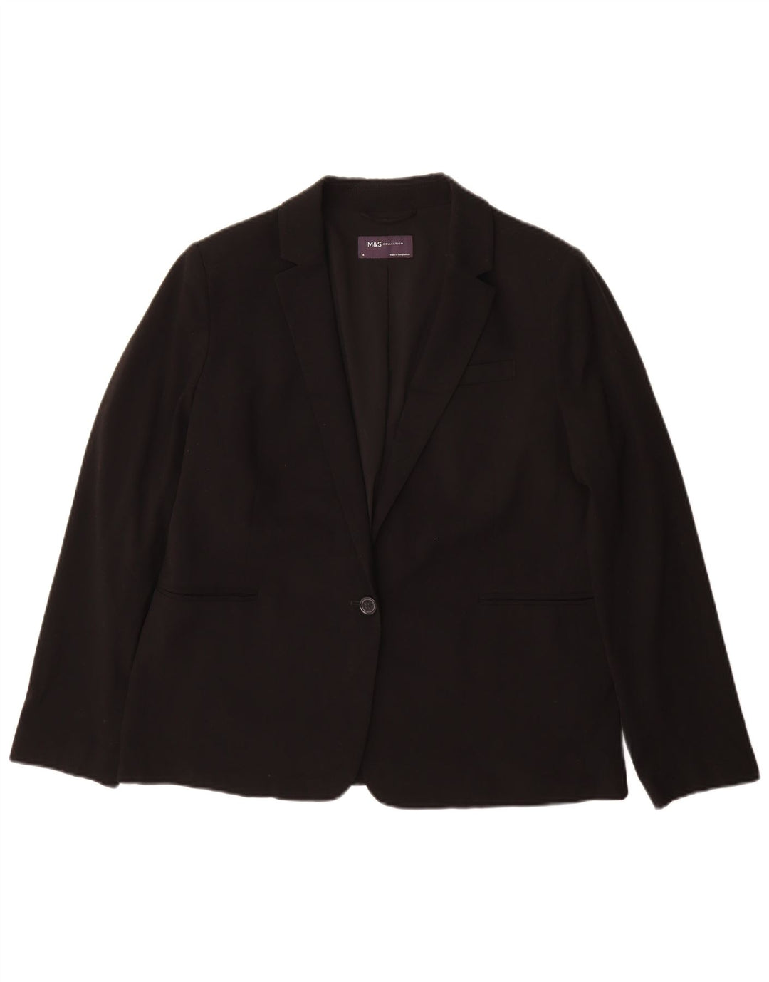 Marks & Spencer Chaqueta tipo blazer con 1 botón para mujer UK 44 Grande Poliéster negro