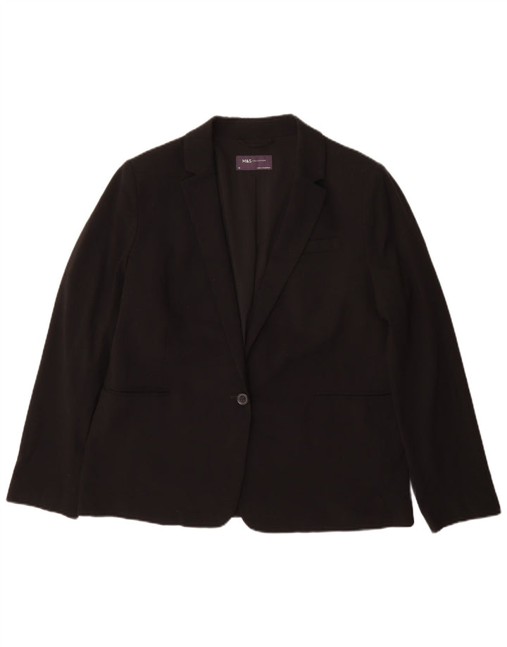 Marks & Spencer Chaqueta tipo blazer con 1 botón para mujer UK 44 Grande Poliéster negro