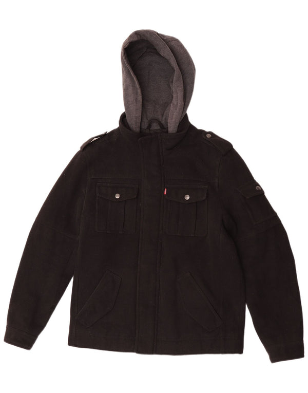 Levi's Mens Hooded Military Jacket UK 36 Small Black Colourblock Polyester