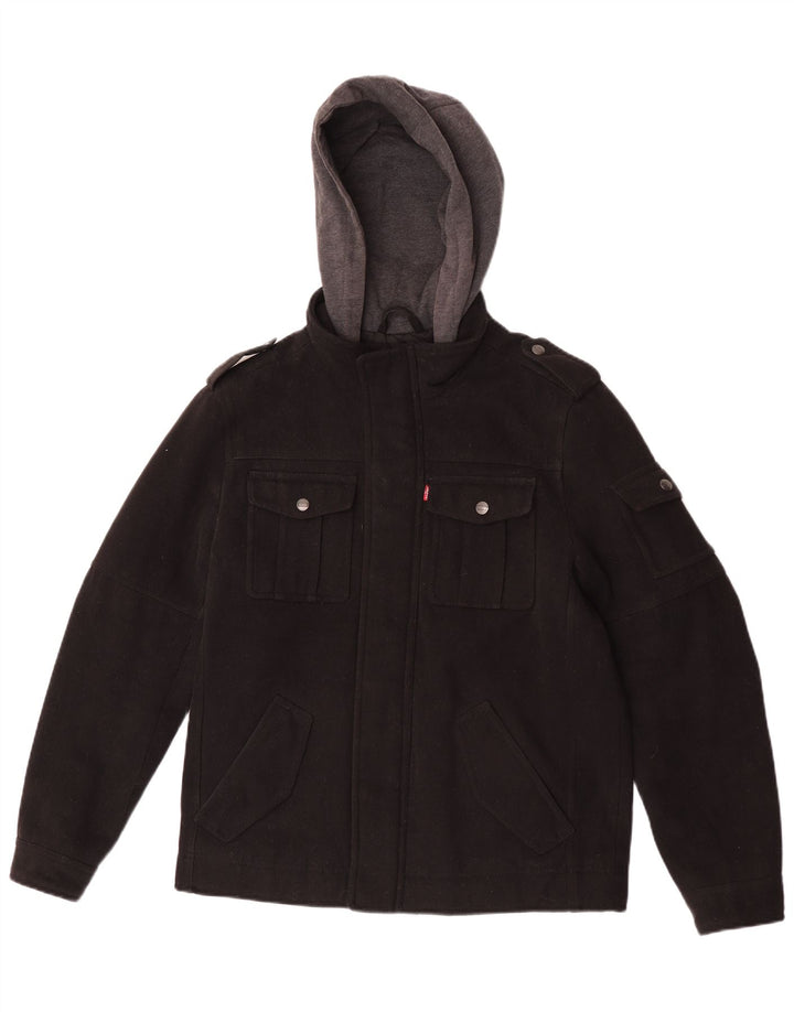 Levi's Mens Hooded Military Jacket UK 36 Small Black Colourblock Polyester