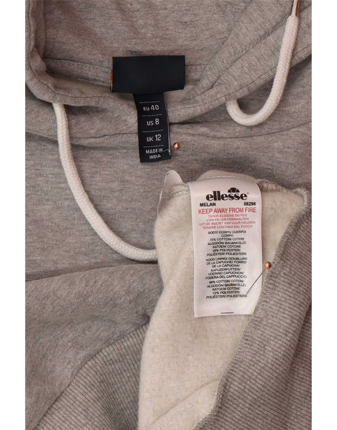Maglione con cappuccio oversize con grafica corta da donna Ellesse UK 12 Grigio medio