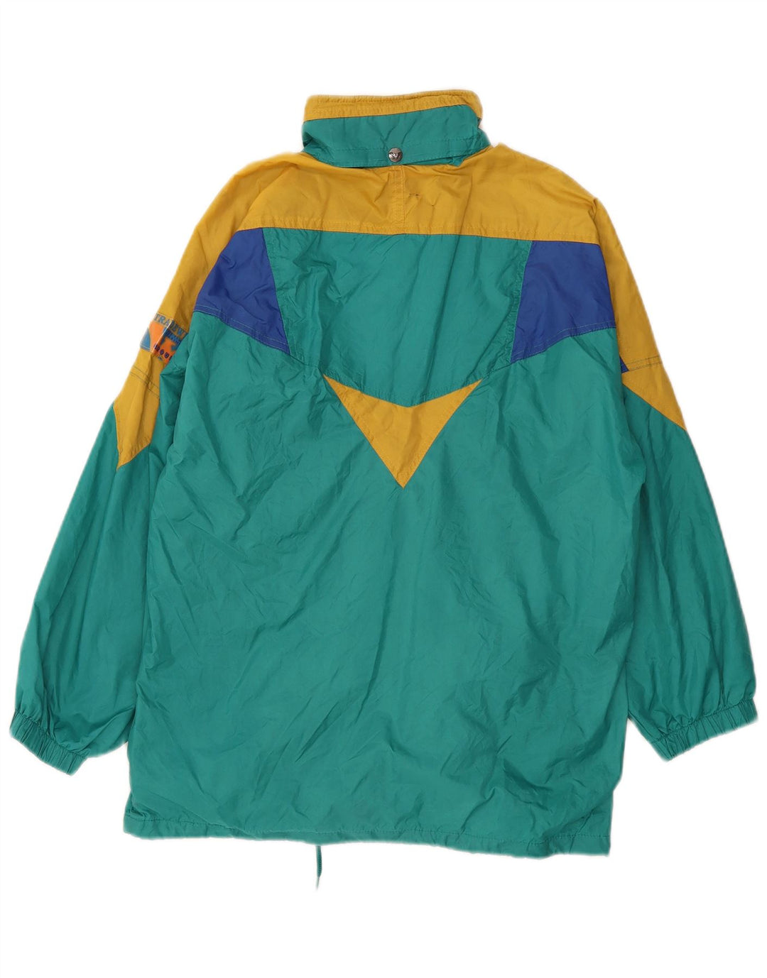 VINTAGE Herren-Windbreaker-Jacke, UK 40, großes blaues Colourblock-Polyamid