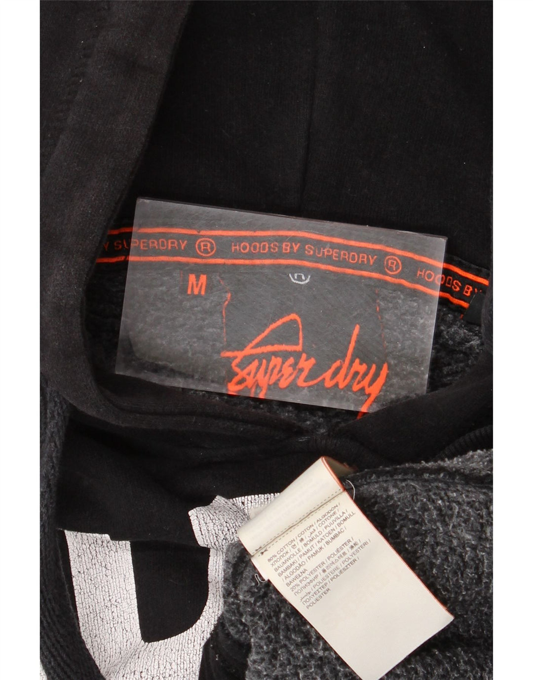 Superdry Mens Graphic Hoodie Jumper Medium Black Cotton