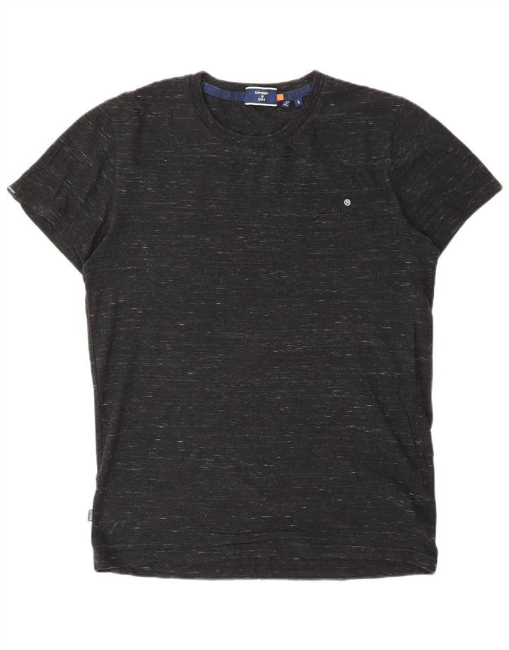 SUPERDRY Mens T-Shirt Top Small Grey Flecked Cotton