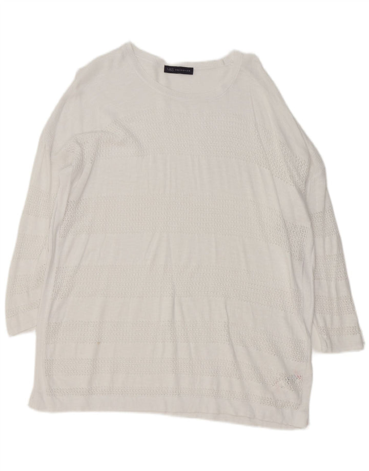Marks & Spencer Womens Oversized Boat Neck Jumper Sweater UK 18 XL White