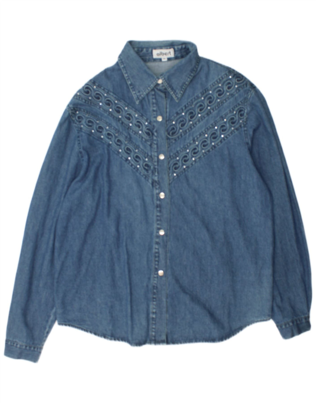 Albert Womens Denim Shirt UK 20 2XL Blue Cotton