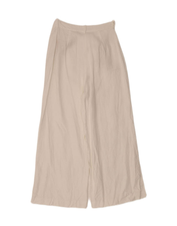 Zara Pantalon décontracté taille haute à jambe large pour femme Large W30 L27 Blanc