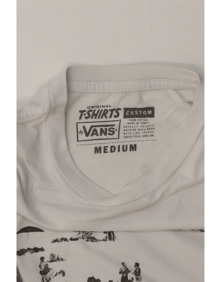 Vans Mens Custom Fit Graphic T-Shirt Top Medium White Cotton