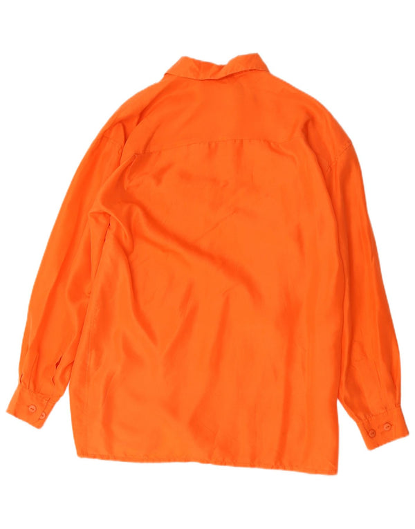 Witty Girl Womens Longline Relaxed Fit Shirt UK 10 Small Orange Silk