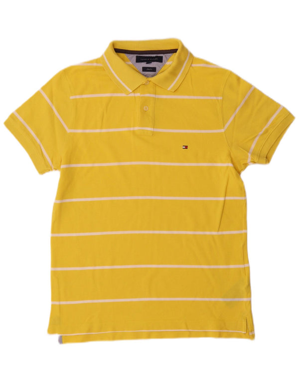 Tommy Hilfiger Herre Kortærmet Slim Fit Polo Shirt Medium Gul Stribet