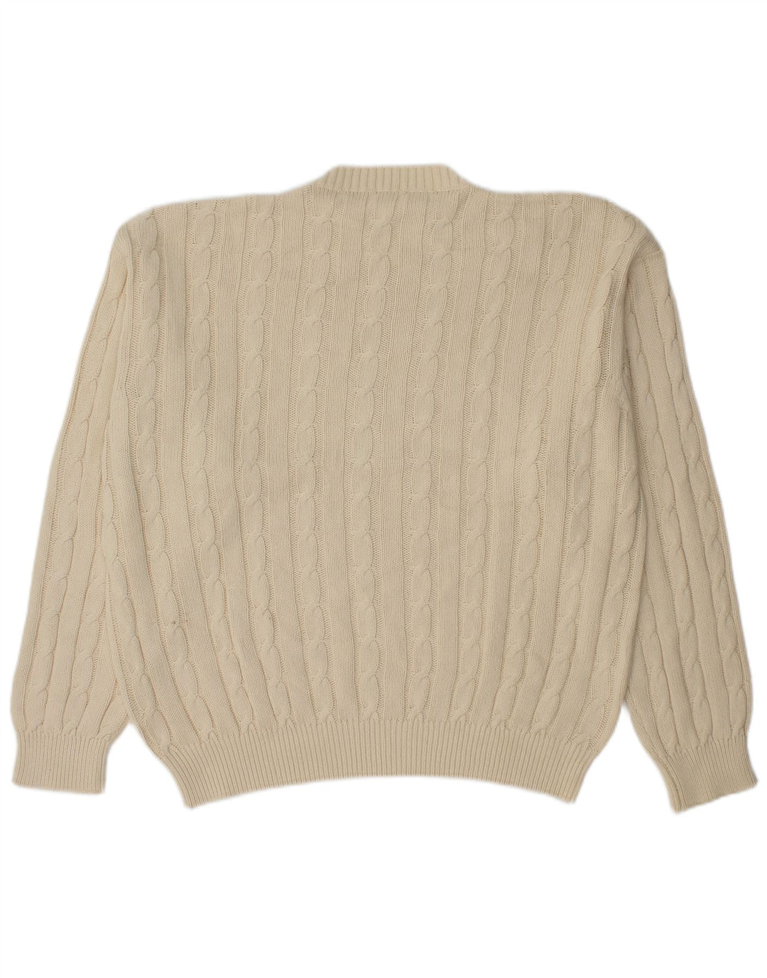 Vintage Mens Crew Neck Jumper Sweater Medium Off White Cotton