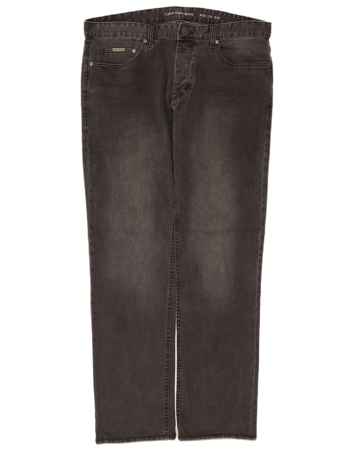 Calvin Klein Mens Slim Jeans W36 L34 Grey Cotton