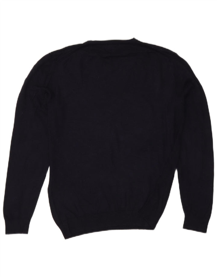 Zara Womens V-Neck Jumper Sweater UK 14 Medium Navy Blue