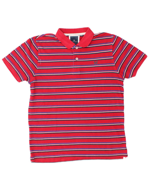 Crew Clothing Mens Polo Shirt Large Pink Striped Cotton