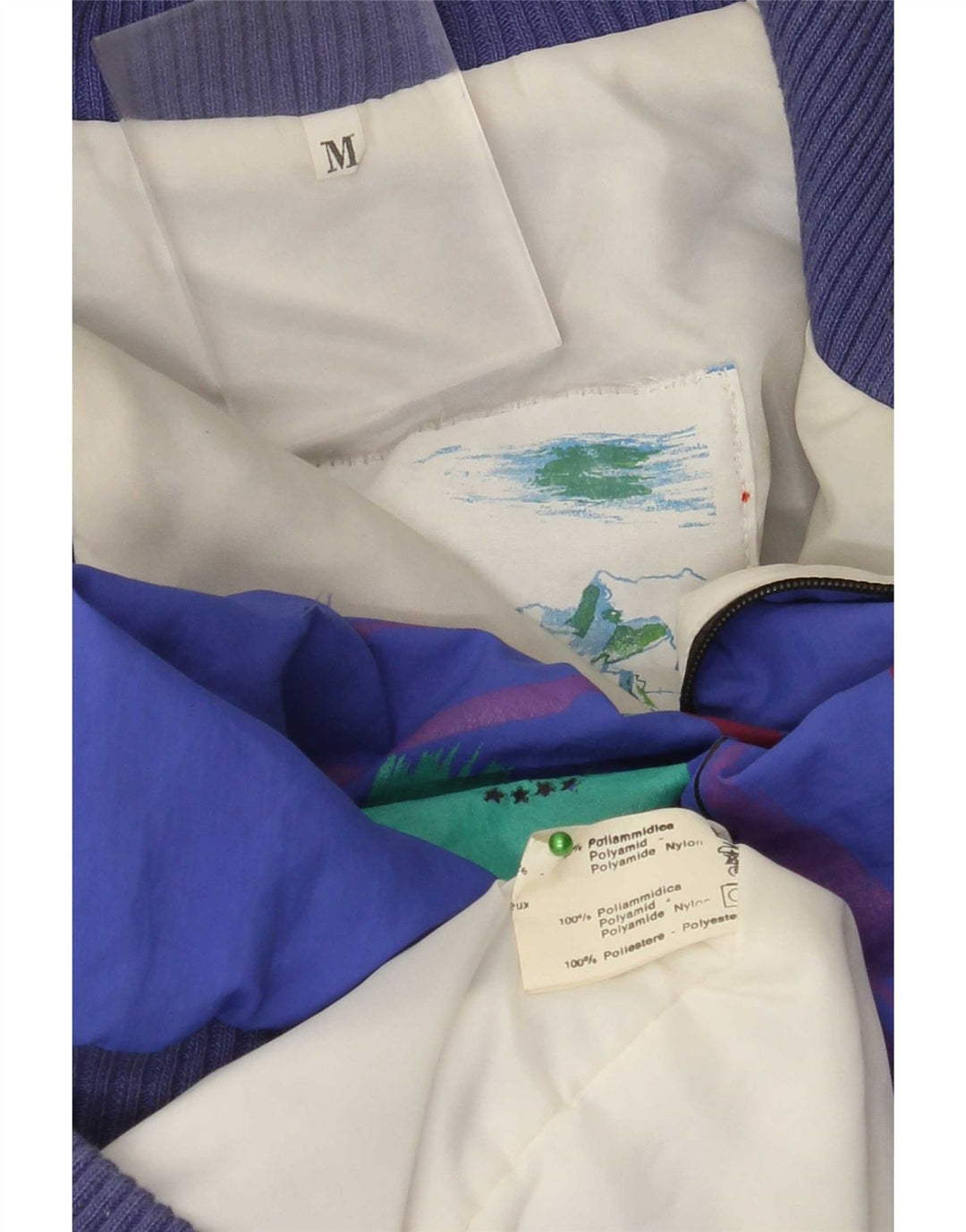 Vintage Mens Loose Fit Graphic Windbreaker Jacket UK 38 Medium Blue
