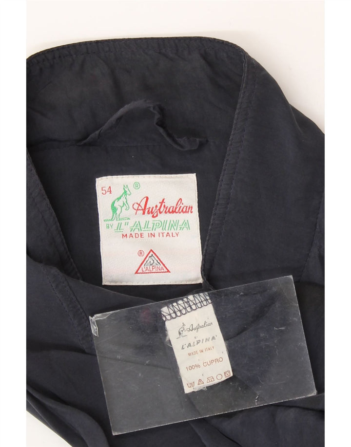 AUSTRALIAN L'ALPINA Mens Bomber Jacket IT 54 2XL Navy Blue Cupro
