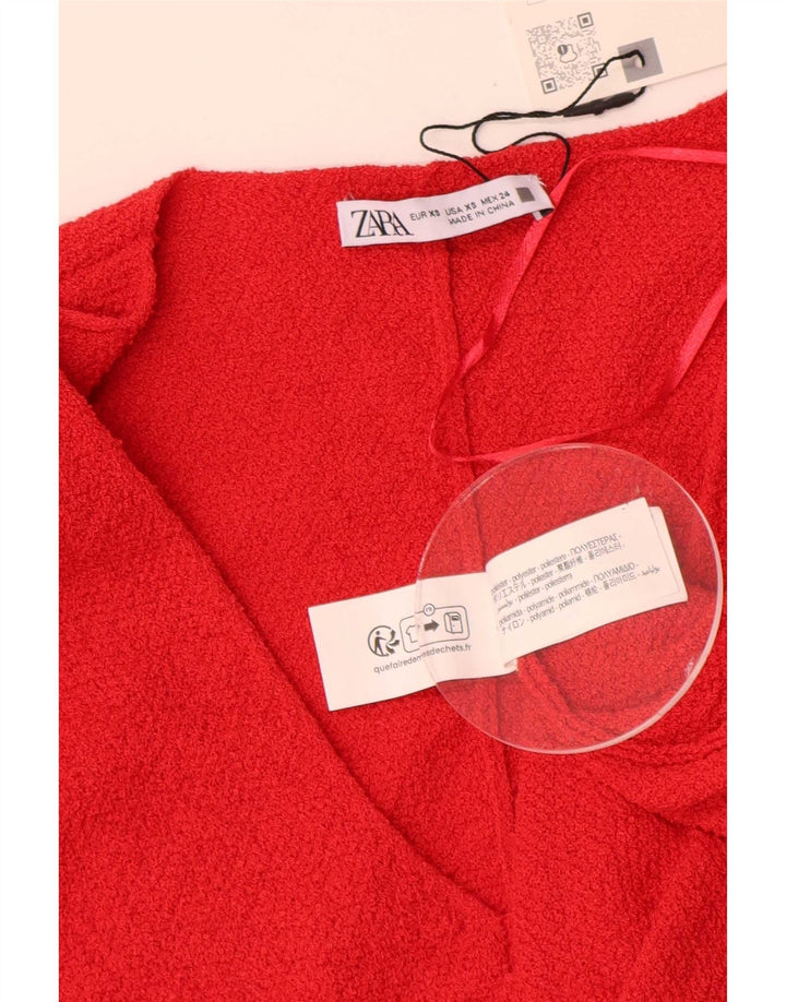 Zara Womens Oversized Top 3/4 Sleeve UK 6 XS Red Polyester