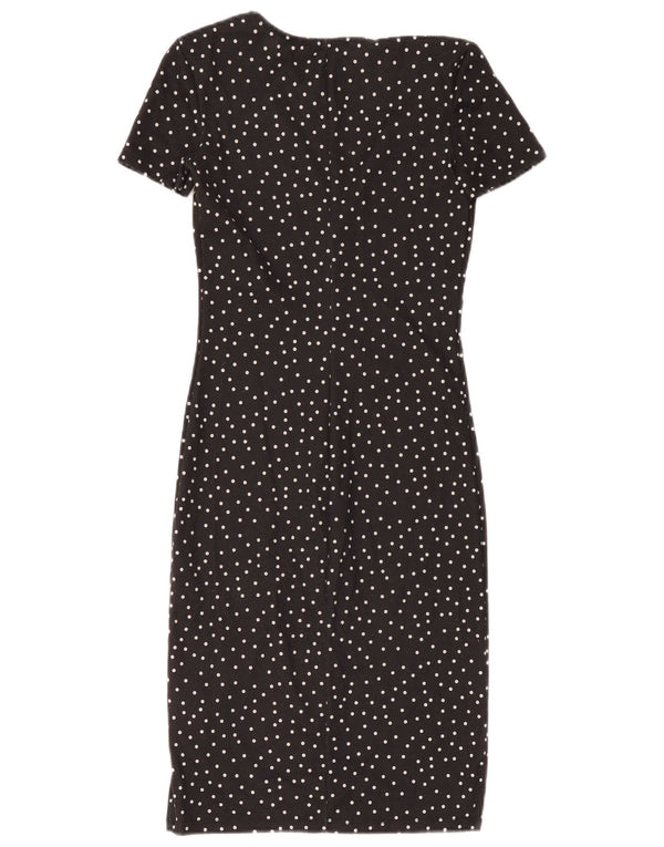 Zara Womens Sheath Dress UK 8 Small Black Polka Dot Polyester