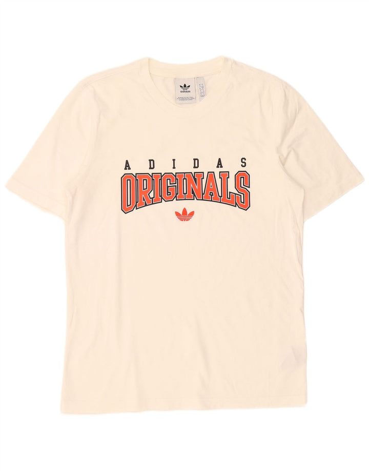 Adidas Mens Graphic T-Shirt Top Small White Cotton