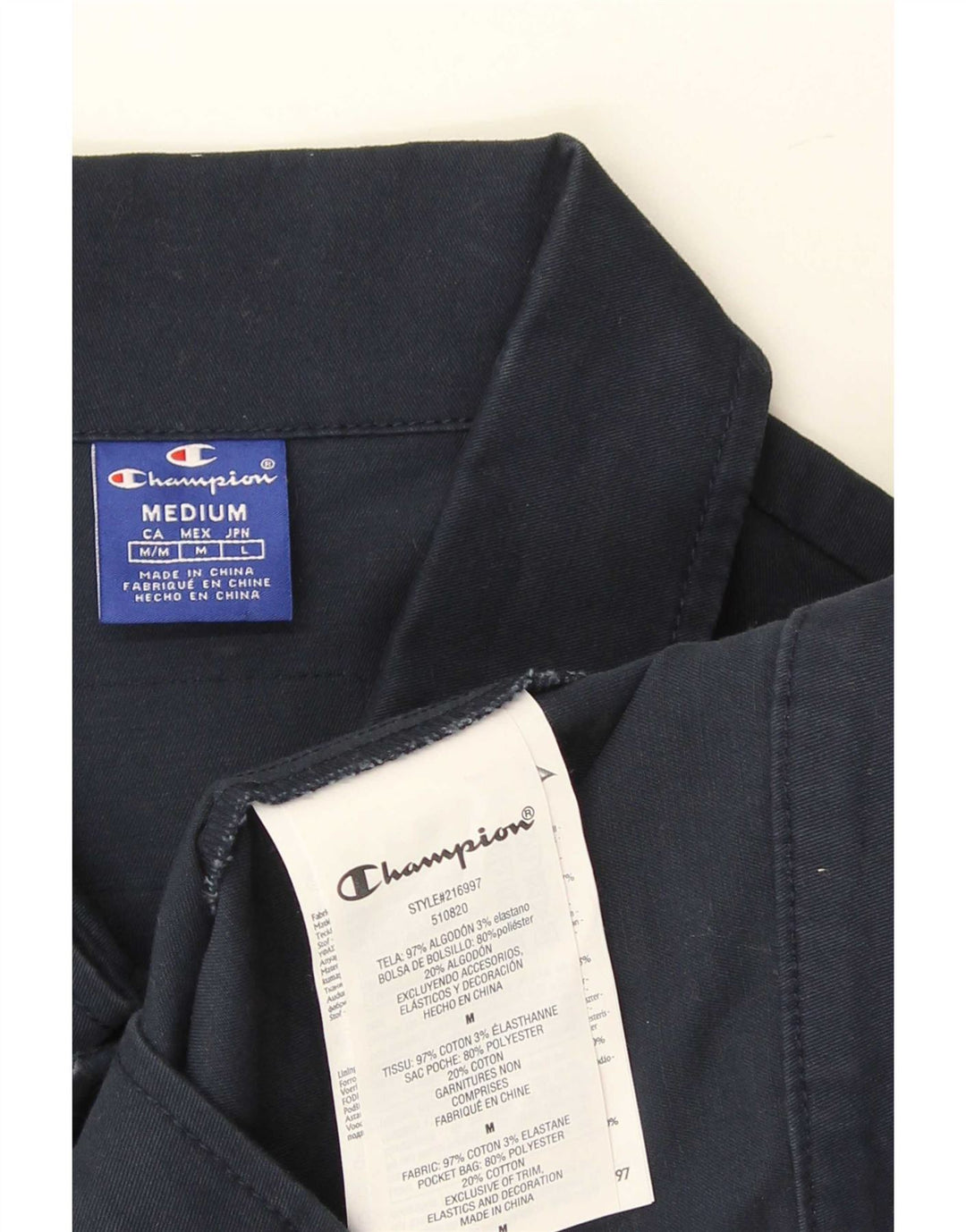 Champion Mens Bomber Jacket UK 38 Medium Navy Blue Cotton