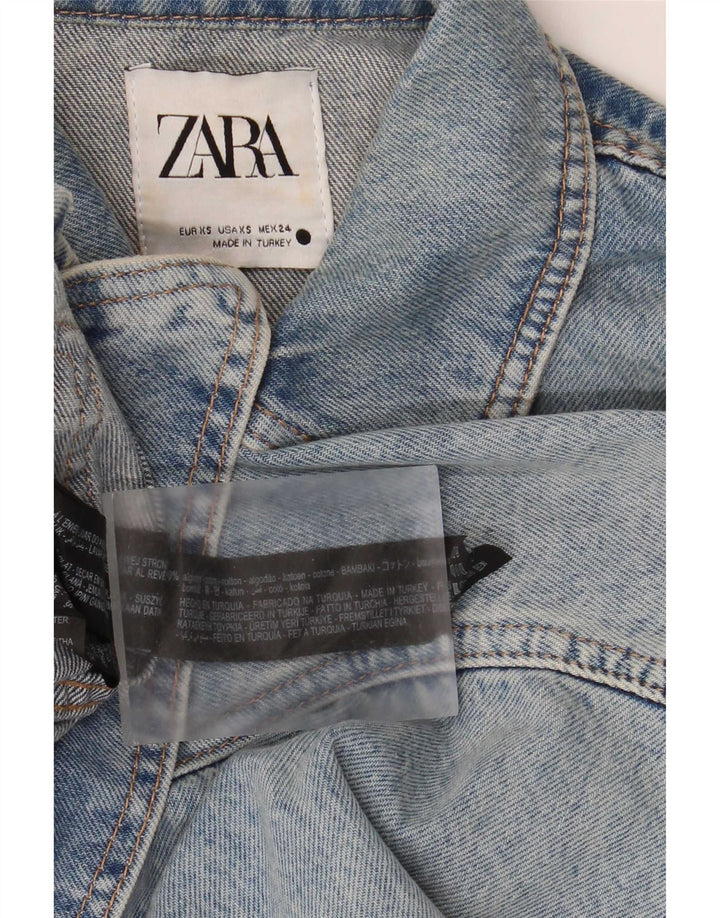 Zara Womens Oversized Denim Jacket UK 6 XS Blue Cotton